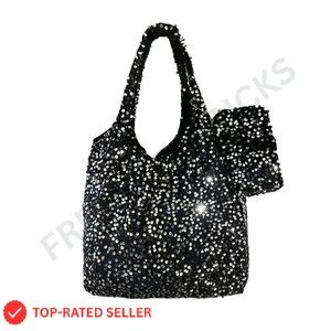 Sequin Tote Bag Elegant Sparkly Shoulder Handbag Large Capacity Shopping